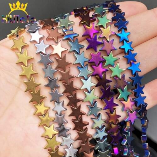 Natural Stone Pentagram Gold Sliver Hematite Beads Star Loose Spacer Beads For Jewelry Bracelet Making 4-10MM Diy Charm Bracelet