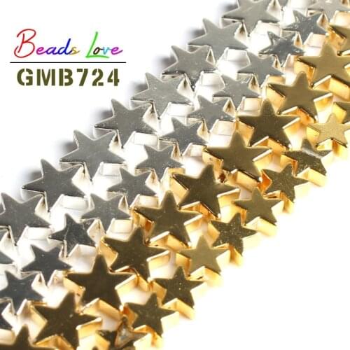 Natural Stone Gold Silver Color Star Shaped Hematite Loose Spacer Beads for Jewelry Making Diy Bracelet Necklace 4/6/8/10mm 15