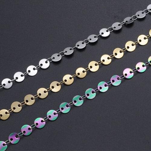 1 Meter Stainless Steel 5mm Round Disc Link Chain Wholesale Necklace Bracelets Making Drop Shipping Top Quality