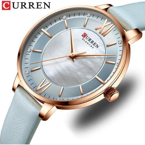 CURREN Waterproof Ladies Wristwatches Elegant Quartz Watch With Leather Bracelet Luxury Womens Watches 2021 Relogio Feminino