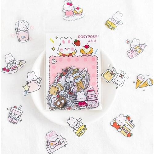 40pcs kawaii Rabbit Series Stickers Funny Cartoon Stationery Hand Account Mobile Phone DIY Decoration Stickers