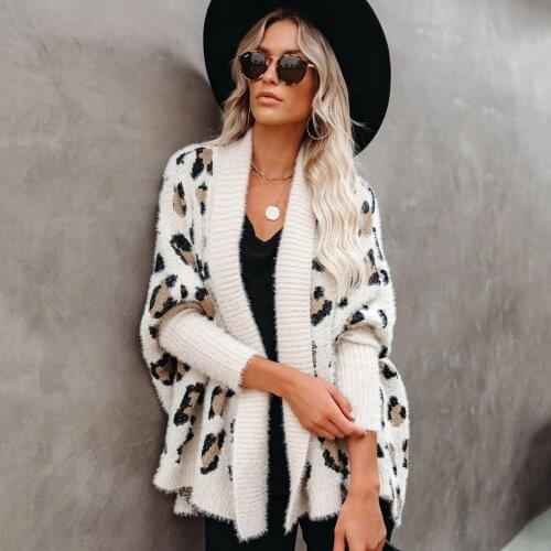 Women Plus Size Cardigan Jacket Personality Fashion Leopard Long Sleeve Autumn Winter Sweater 2021 Women Long Coat Female #T1G