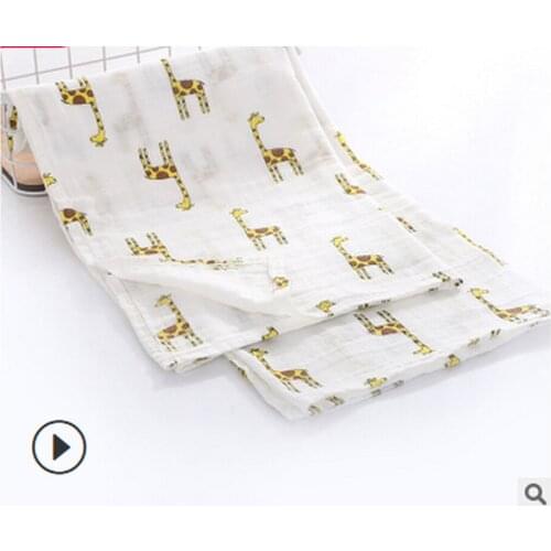 Cotton Double-layer Gauze Wrap Towel Cartoon Printing Newborn Wrap Towel Air Conditioning Towel Dark Grid Infant Cover Blanket
