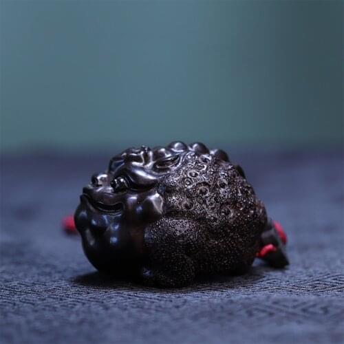 Ebony Wood 3/6CM Lucky Rich Frogs Golden Toad Statue Pendant Animal Mascot Sculpture Carving Car Hanging Home Decor