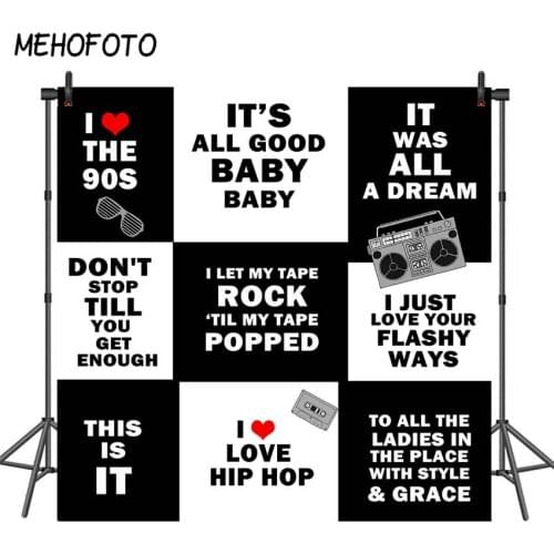 MEHOFOTO Hip Hop Backdrop 90s Party Photobooth Background 90s Step and Repeat Photography Backdrops Birthday Parties Decorations