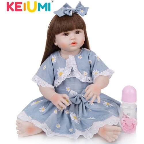 KEIUMI 23 Inch Newreborn Baby Doll Full Silicone Body Lifelike Reborn Bebe Toys For Children Birthday Xmas Present
