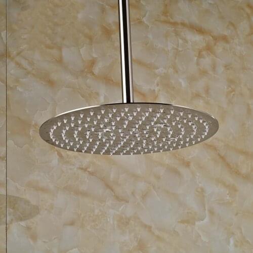 10'' Round Rain Shower Head Shwer Arm Stainless Steel Sprayer Head Nickel Brushed