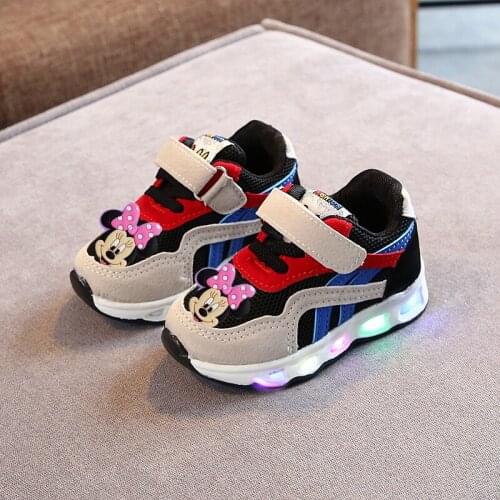 Disney mickey mouse Light-up sports shoes children casual shoes boy girls shoes new childrens running shoes baby toddler shoes