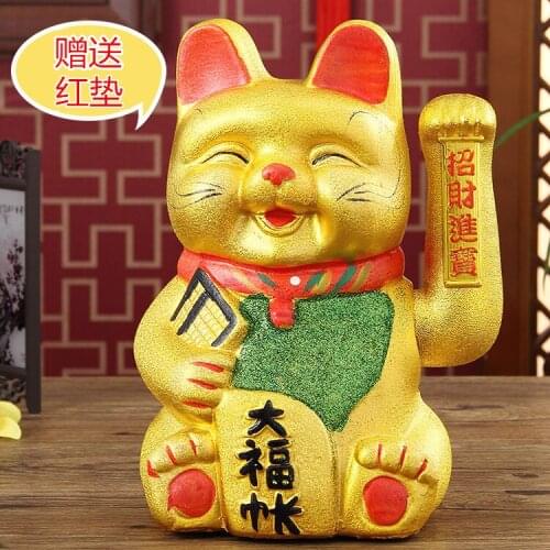 Lucky cat cat 9.11.13 inch ceramic ornaments opening hand oversized ceramic cute smile catroom Art Statue