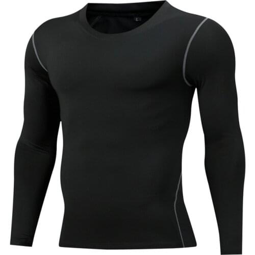 Mens New Sports Tight-fitting Long-sleeved Quick-drying Training Fitness Clothing High-elastic Compression Basketball Shirt