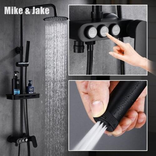Pure Black shower set with bidet shower bathroom three function shower set black Bathtub black bidet shower set MJ5789