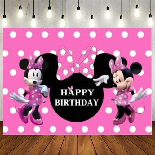 Customizable Mouse Photography Backdrop Vinyl Cloth Photo Shootings Background For Kid Baby Girls Birthday Party Photo Studio