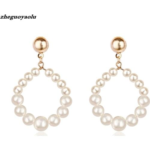 2019 New Personality Foreign Trade Wild Simple Size Pearl Earrings Women Birthday Gift Jewelry Statement Earrings Oorbellen