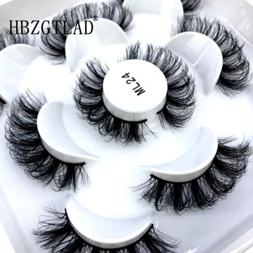 New 5 Pairs Messy Lashes 25mm 3D Mink Fluffy Lashes Long Thick Natural False Eyelashes Vendors Makeup Fake Eyelashes For Beauty