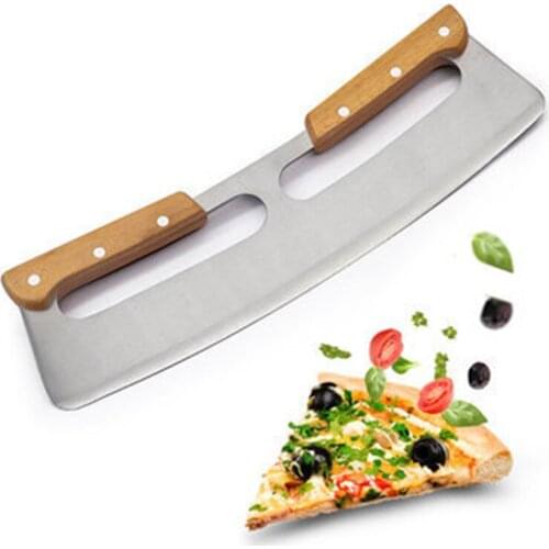 Pizza Knife Rocker Kitchen Accesories Stainless Steel Pizza Shovel Kitchenware Double Handle Sharp Pizza Cutter Household Gadget