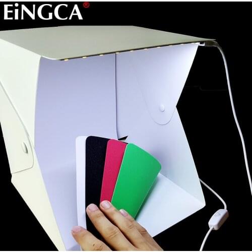 Updated Mount 23cm Mini Folding Studio Diffuse Soft Box With LED Light Black White Red Green Background Photo Studio Accessories