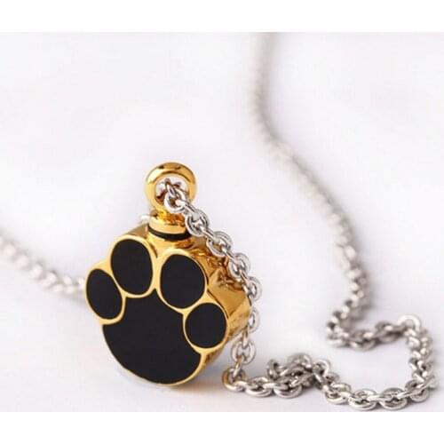 Charming Pet Paw Ash Holder Necklace Mini Urn Cremation Memorial Pendant Necklace For Women Men Jewelry Accessories