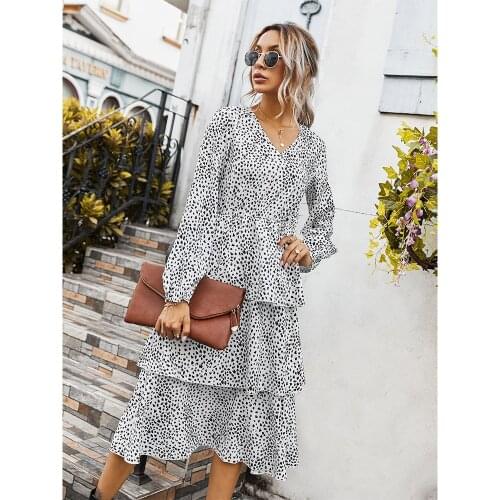DUISNENA boho long lantern sleeve dress v-neck women dresses spring/autumn layered dress floral print robe chiffon vestidos