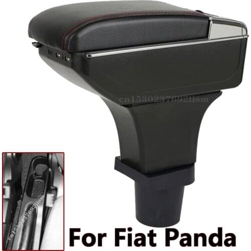 For Fiat Panda armrest box USB Charging heighten Double layer central Store content cup holder ashtray accessories