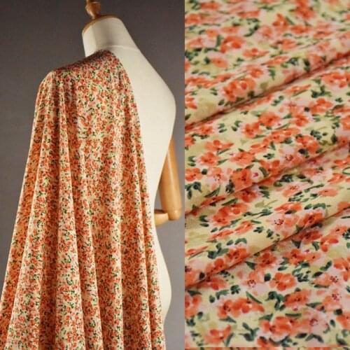Half Meter Elegant Little Flower High Grade Elastic Chiffon Fabric For Dress Shirt Girl Children Garment Soft Material CR-1209