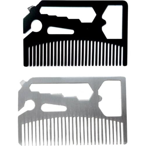 Hair Comb with Bottle Opener Made of 304 Stainless Steel Combs for Men Grooming Styling Mini Fine Toothed Mustache Silver 27RC