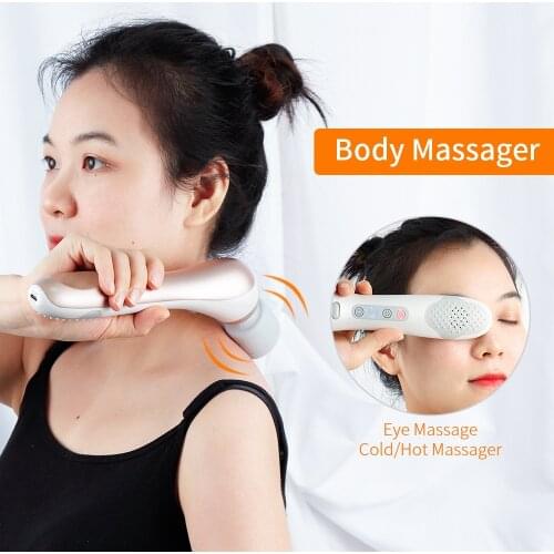 USB Handheld Massager Wand Deep Tissue Body Multi-point Vibration Massage Device Hot Ice Compress Facial Eye Massage Bar Device