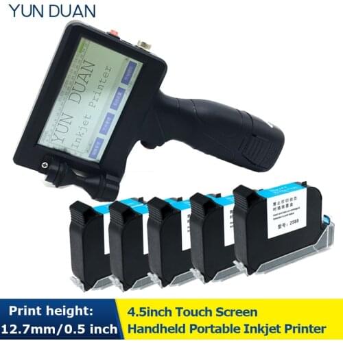 Handheld Touch Screen Inkjet Printer Laser coder Label Print Machine 600DPI 12.7mm USB QR Code QR Bar code Production Date logo