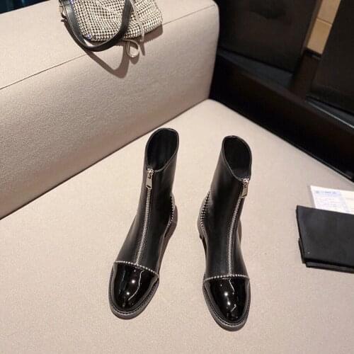 2021Newest Winter Shoes Woman Genuine Leather Ankle Boots Woman Knee High Boots Knight boots Round-Toes Square Heels Boots Woman