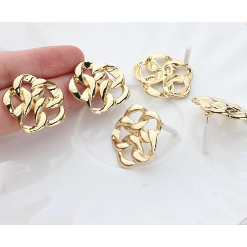 Zinc Alloy Gold Exaggerated Geometry Base Earring Connector 25mm 6pcs/lot DIY Fashion Earring Accessories
