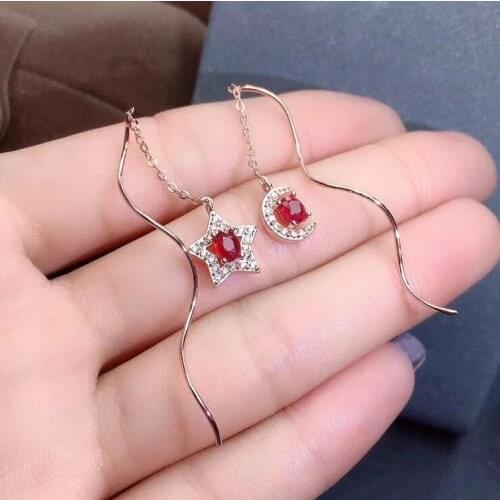 100% Natural And Real Ruby Earring 925 sterling silver Fine jewelry For men women Earring