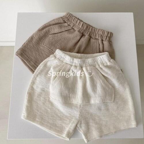 2021 Summer New Cute Girls Boys Shorts Cotton Linen Babys Ribbed Shorts Fashion Children Short Pants