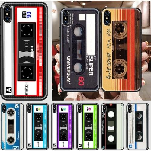 Old cassette Phone Case Cover Hull For iphone 5 5s se 2 6 6s 7 8 12 mini plus X XS XR 11 PRO MAX black silicone bumper pretty