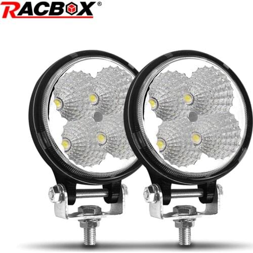 Racbox 3 3.5 4 inch Mini LED work Light Round 12W flood spotlight 6000K white for Auxiliary light Work 4x4 Offroad Tractor Truck