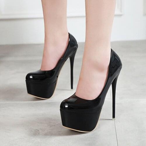 Size 42 Platform Heels Wedding Shoes Woman Sexy Thin High Heels 16cm Pumps Women Patent Leather Ladies Shoes women high heels