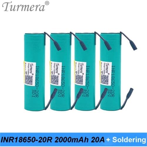 Turmera 18650 20RM 2000mAh Battery 20A Soldering Nickel for Screwdriver Electric Drill Batteries 12V 16.8V 18V 25V or E-bike Use