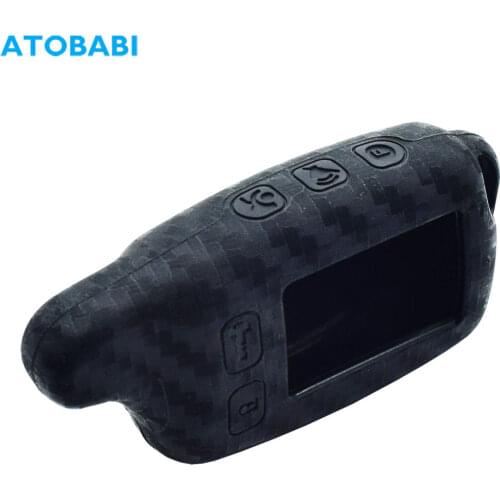 Carbon Silicone Car Key Case For Tomahawk TW 9000 9010 7010 9020 9030 2 Way Car Alarm LCD Remote Control Fob Protector Cover Bag