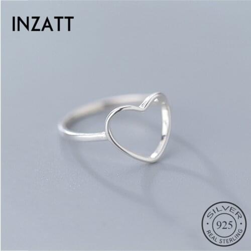 INZATT Real 925% Sterling Silver Minimalist Hollow Heart Ring For Women Party cute Fine Jewelry Fashion Accessories 2019