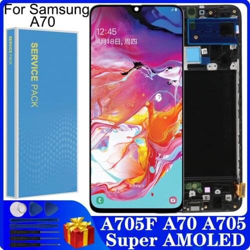 6.7'' SUPER AMOLED A70 LCD For SAMSUNG Galaxy A70 A705 A705F SM-A705MN LCD Display Touch Screen Digitizer Assembly with frame