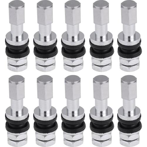10pcs TR43E Metal Car Truck Motorcycle Tubeless Tire Tyre Valve Stems With Dust Cap Metal Valve (Silver)