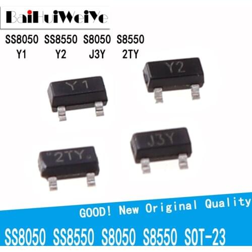 100PCS SS8050 Y1 SS8550 Y2 S8050 J3Y S8550 2TY SOT23 SMD SOT-23 PNP NPN MMBT8050 MMBT8550 New Good Quality Transistor Triode
