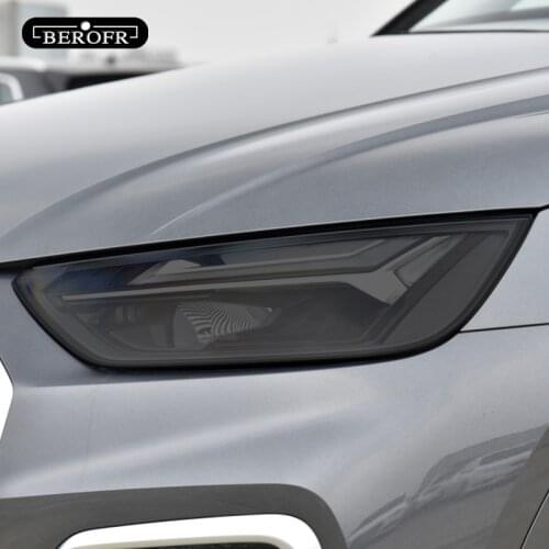 2 Pcs For Audi Q5 SQ5 Quattro Facelift 2021 Car Headlight Tint Smoked Black Protective Film Transparent TPU Sticker Accessories