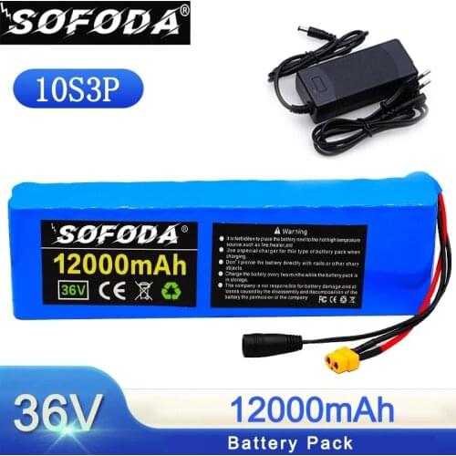 36V 10S3P 12.0Ah high power capacity 42V 18650 lithium battery pack for ebike electric car bicycle scooter belt 20A BMS+Charger