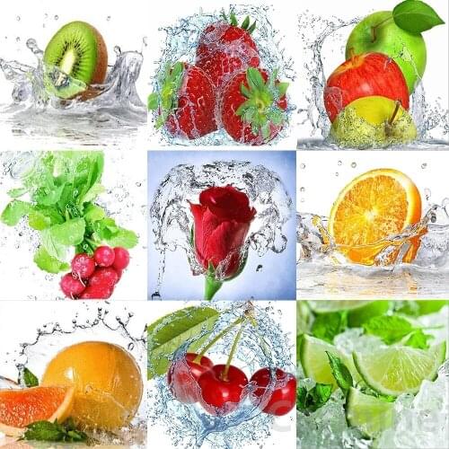 Diamond Painting kitchen Fruit Cross Stitch 5D DIY Mosaic Picture Wall Sticker Full Round&Square Drill Dining Room Decoration