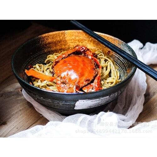 Japanese style 7.5 inch large bowl ramen bowl ceramic soup bowl retro tableware bowl hat bowl trumpet bowl household tableware