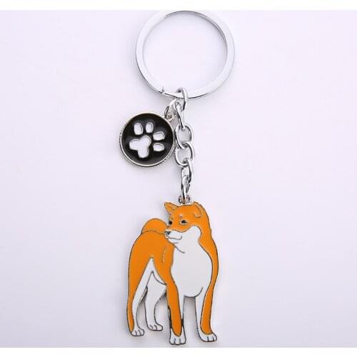 Japanese Akita Keychains Metal Alloy pet Dog Keychain Car Keyring Fashion Women Gifts Metal Key Ring best friend charm