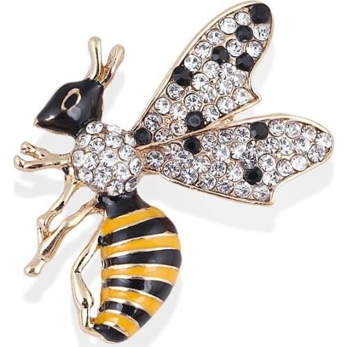 1pcs Rhinestone Bee Brooches For Women Crystal Honeybee Pins Fashion Winter Insect Accessories Good Gift