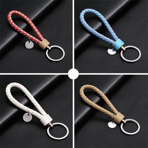 Fashion Handmade Woven Leather Rope Key Chains for Car Bag Pendant Creative Couples Jewelry Keychain Gifts Accessories