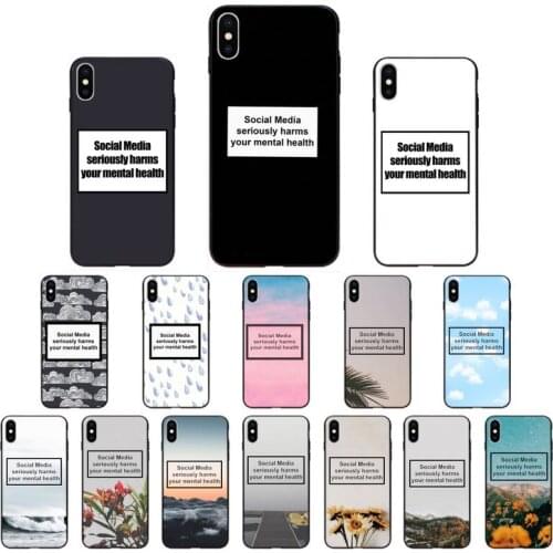 YNDFCNB Social Media harms your mental health Phone Case for iphone 11 12 Mini Pro Max X XS MAX 6 6s 7 8 Plus 5 5S 5SE XR SE2020