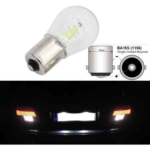 2pcs P21W LED ba15s 1156 Led Filament Chip Car Light S25 Auto Vehicle Reverse Turning Bulb Lamp DRL White 12v