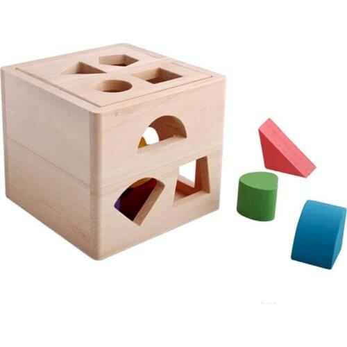 Wooden cube toy cube puzzle baby plug-in box 77HD